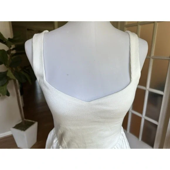 ZARA White Eyelet Embroidered Sleeveless Dress Size M NWT Summer Casual Cotton - Picture 4 of 9